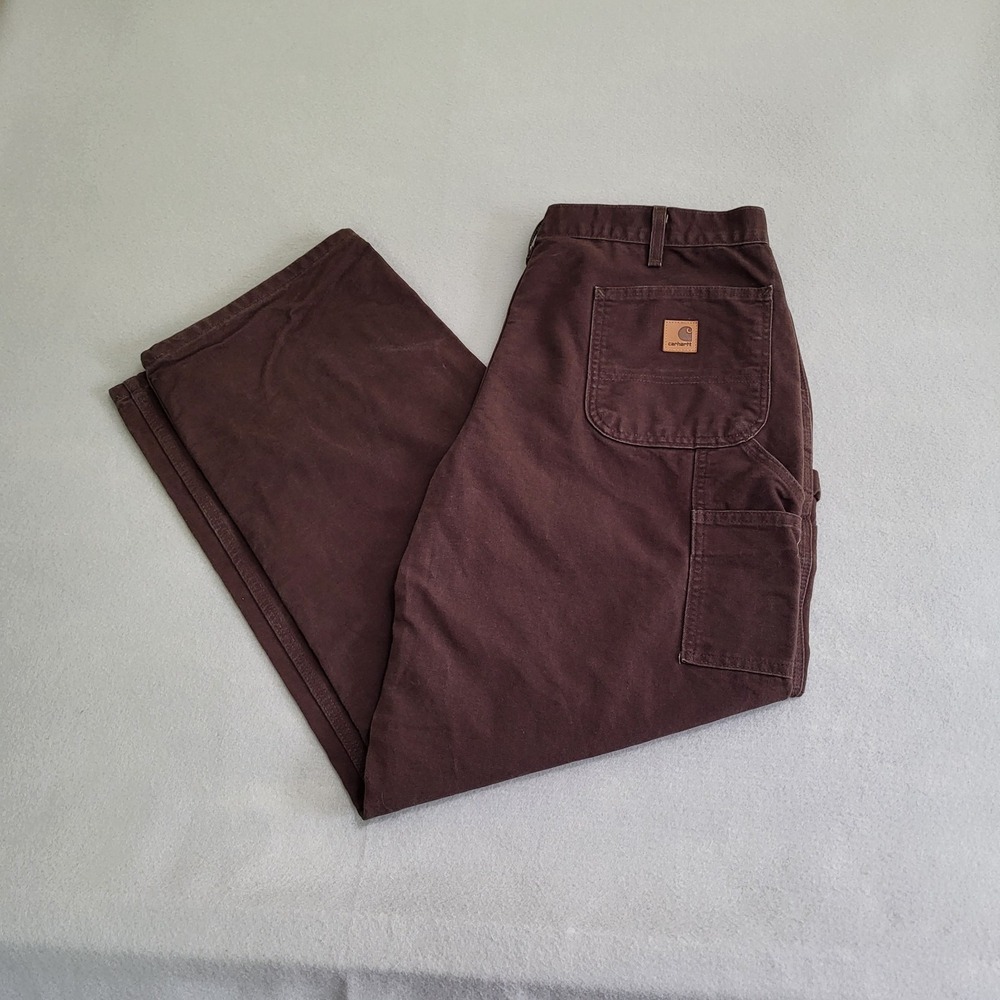 Carhartt Loose Straight Washed Duck Canvas Work Carpenter Pants Men's 40x32